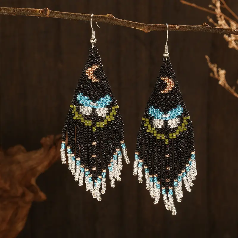 Handmade Butterfly Long Beads Tassel Drop Earrings Vintage - Temu